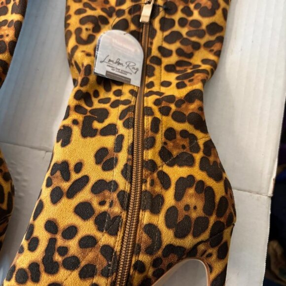 London Rag  Leopard Print Knee High Stiletto Boots  Size 8  New in Original Box - Picture 5 of 8